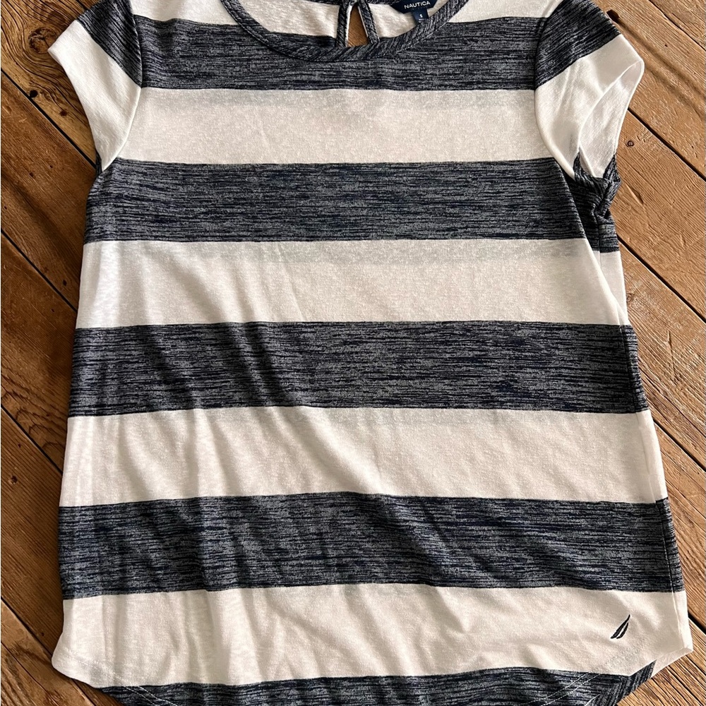 Size S Nautica Navy and White Striped Women's Top
